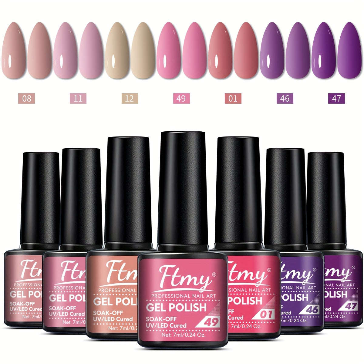 7-Piece Nail Gel Polish Set Long-Lasting UV Color Glitter Sparkling Manicure