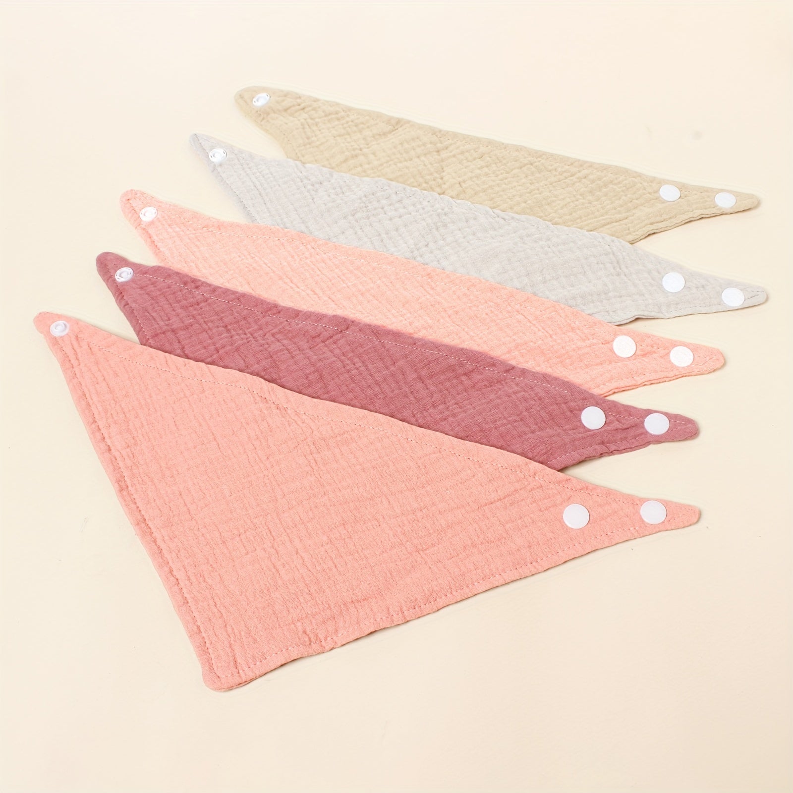 Baby Bibs Pack of 5 Cotton Muslin Triangle Drool Bibs for Teething and Feeding Adjustable for Infants Up to 3 Years