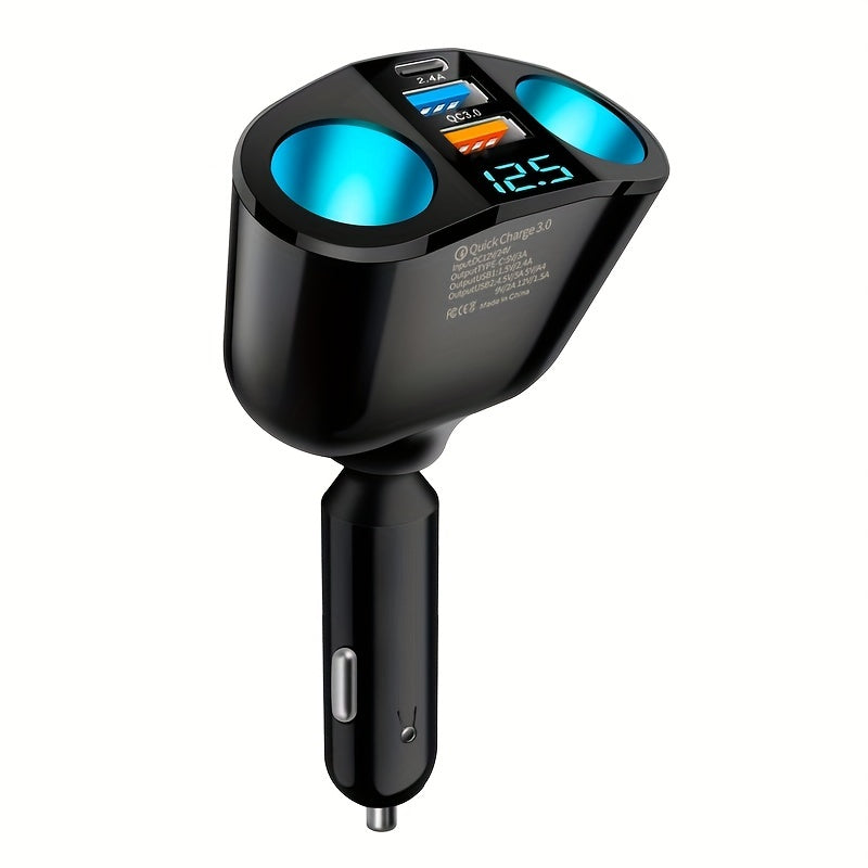 Dual USB Type-C Car Charger Fast Charge with Digital Display