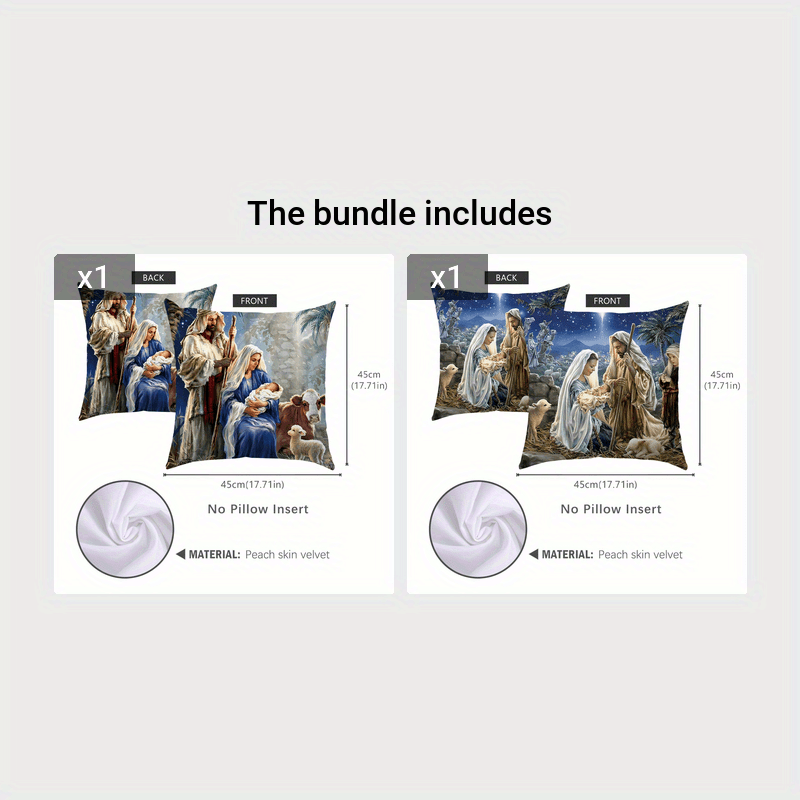 45x45cm Bible Story Illustration Peach Fleece Throw Pillow Cover for Living Room Sofa Bedroom