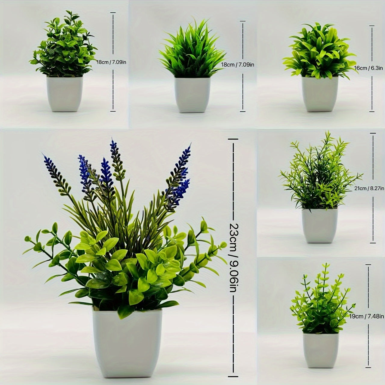 Artificial Plant Pot Small White Flowerpot with Green Plant for Indoor Home Office Bathroom Decor
