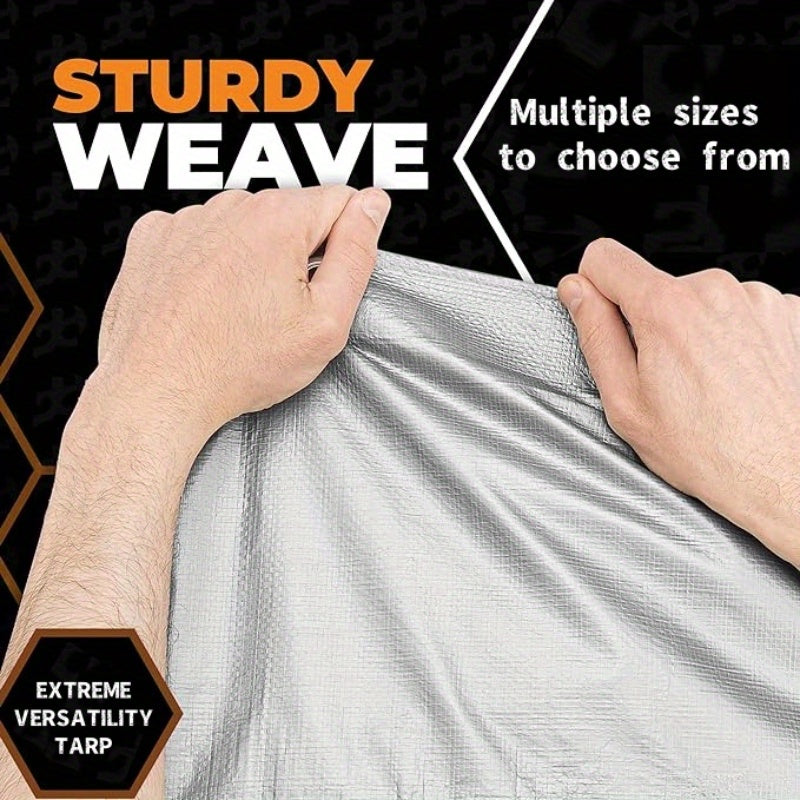 Плотный водонепроницаемый брезент с металлическими люверсами для защиты на открытом воздухе, разные размеры, серебристый