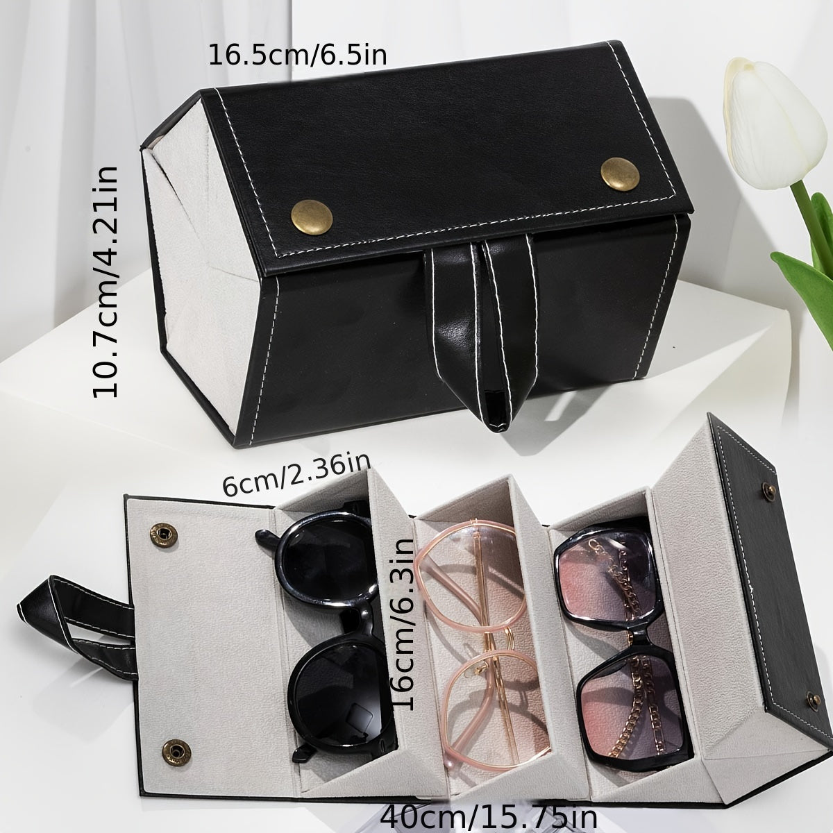 Foldable Eyeglasses Holder Box with 1-6 Slots Portable Storage Case for Men