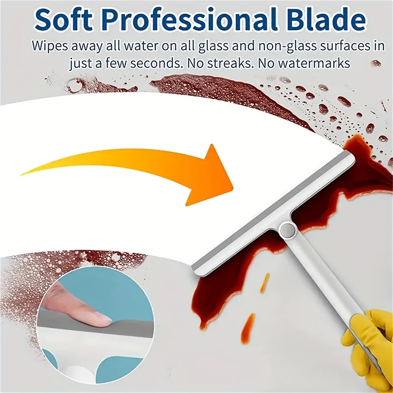 Ko'p funksiyali silikon dush squeegee stendi bilan | 360° aylanuvchi dizayn hammom, yotoqxona, yashash xonasi uchun toza oynalar va oynalarni tozalash | Oson ushlash tutqichi
