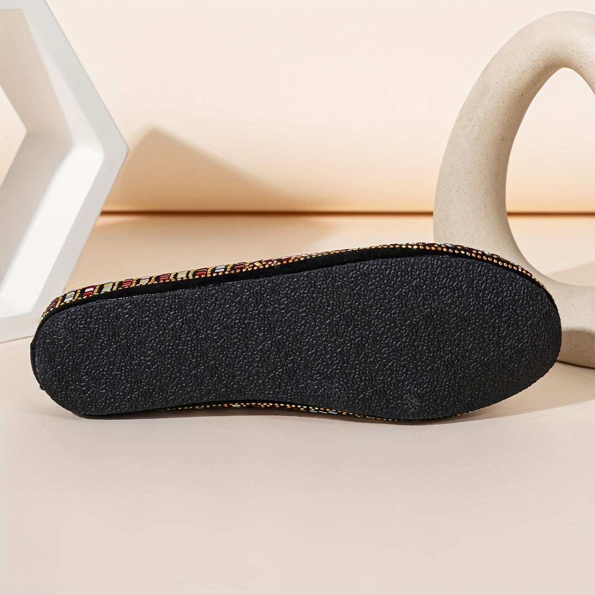 Women Geometric Rhinestone Slip-On Flats Comfortable Casual Shoes