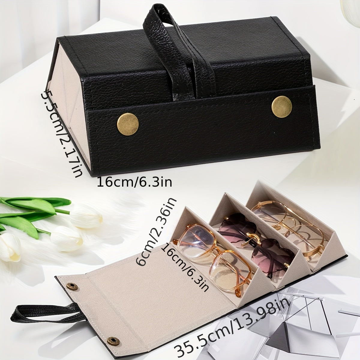 Foldable Eyeglasses Holder Box with 1-6 Slots Portable Storage Case for Men