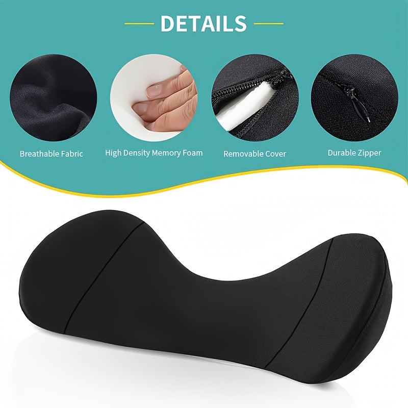 Cojín de asiento de coche de espuma viscoelástica negro, almohada lumbar para oficina, silla de ruedas