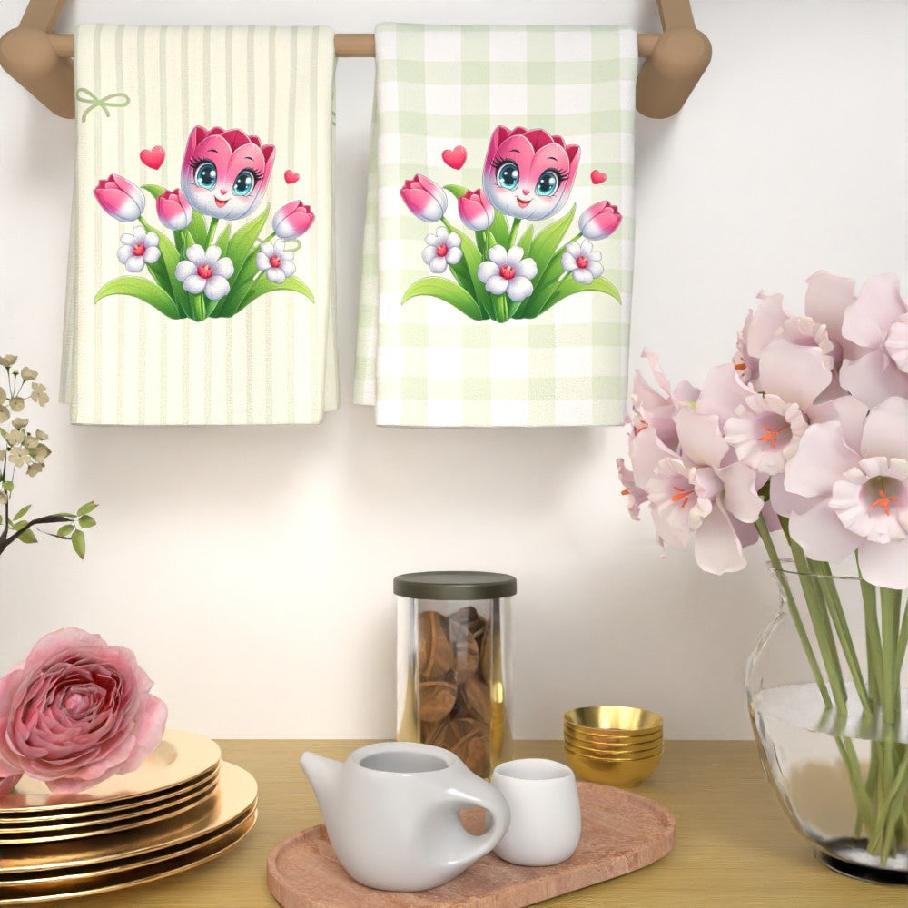 Two Pieces Decorative Towels Quick-Dry Absorbent Kitchen Bathroom 45.72x66.04 cm