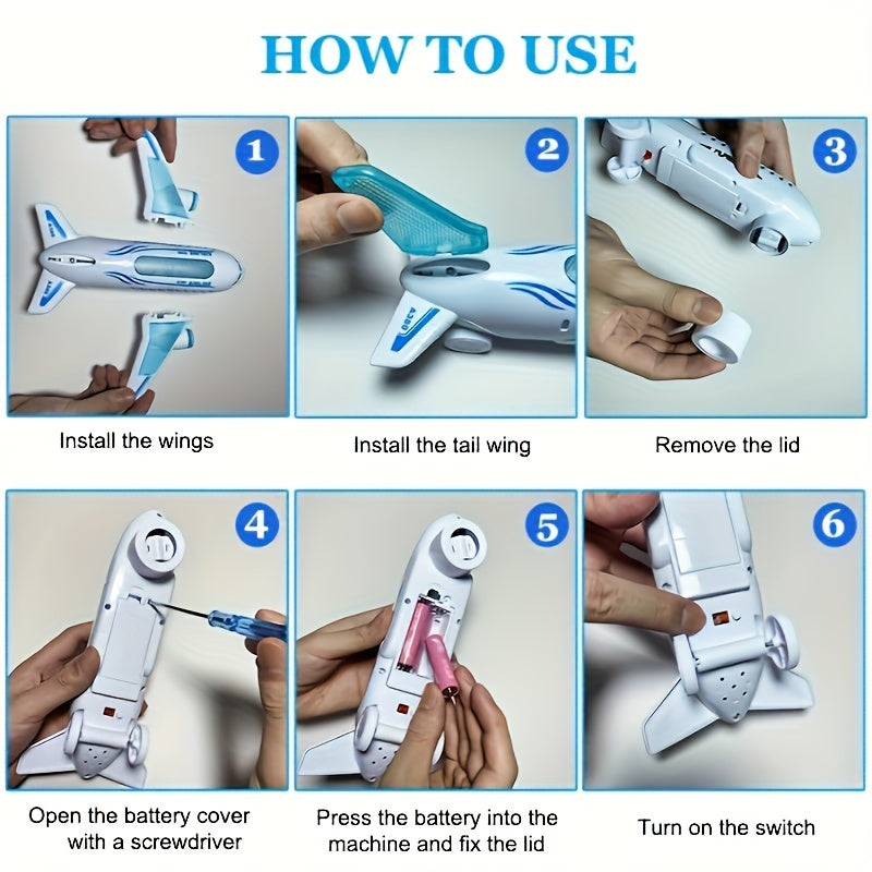 Kids Electric Toy Airplane with Lights and Music White Plastic Model for Boys and Girls