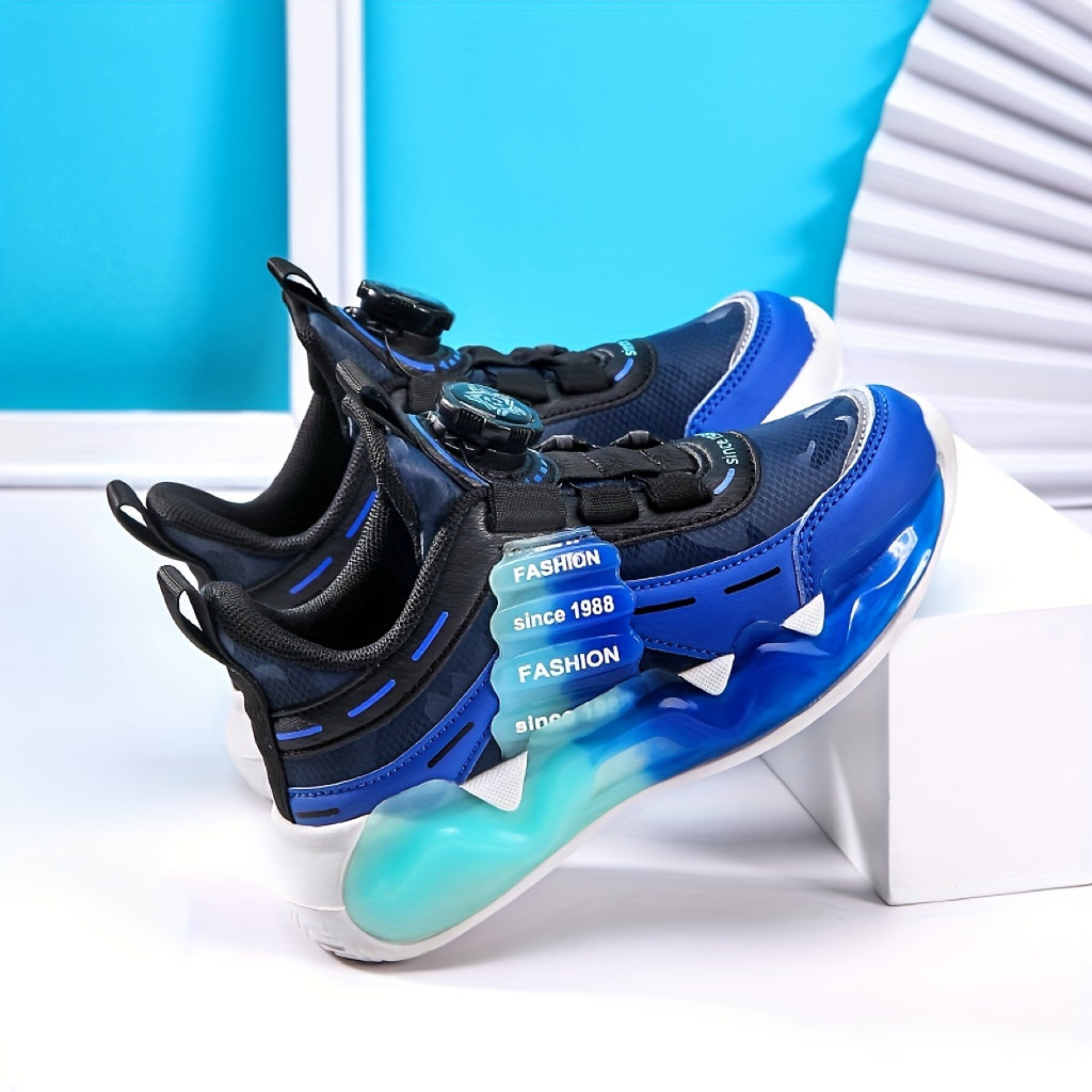 Boys' Ultra-Light Running Shoes with Rotating Buckle Breathable Non-Slip Sole for Outdoor Activities