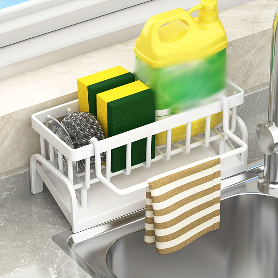 Kitchen Sink Organizer Wall Mount Multi-Layer Plastic with Towel Holder