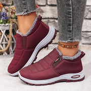 Women Cozy Slip-On Flats Soft Plush Lining Non-Slip PVC Indoor Outdoor Burgundy