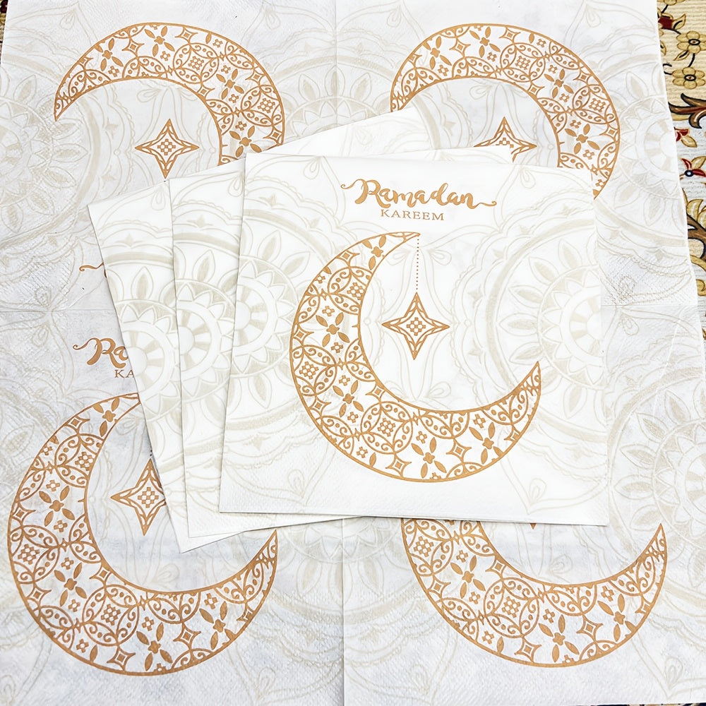 Ramazon oy naqshli bir martalik qog'oz sochiq, 20 ta, 33cm x 33cm, uy va restoran uchun