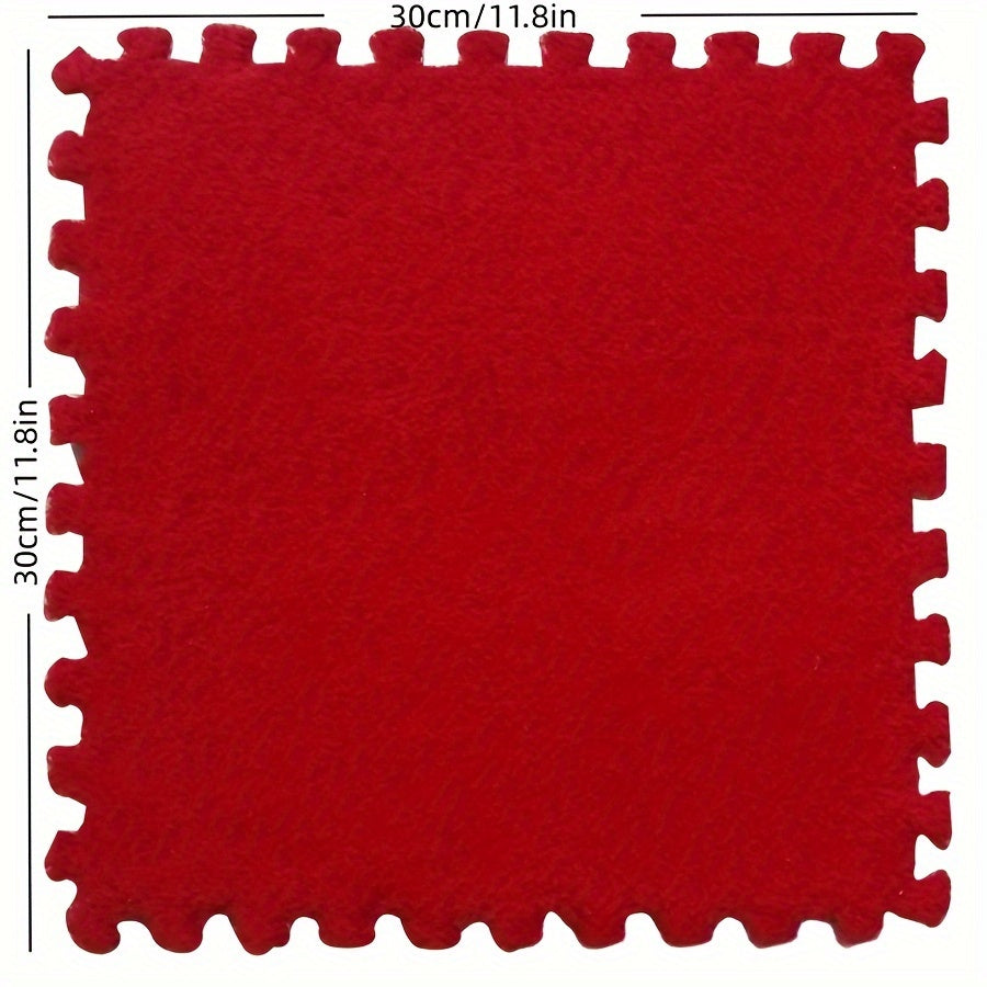 12-Piece Interlocking Carpet Tiles EVA Polyester Non-Slip 29.97cm Indoor Office Bedroom
