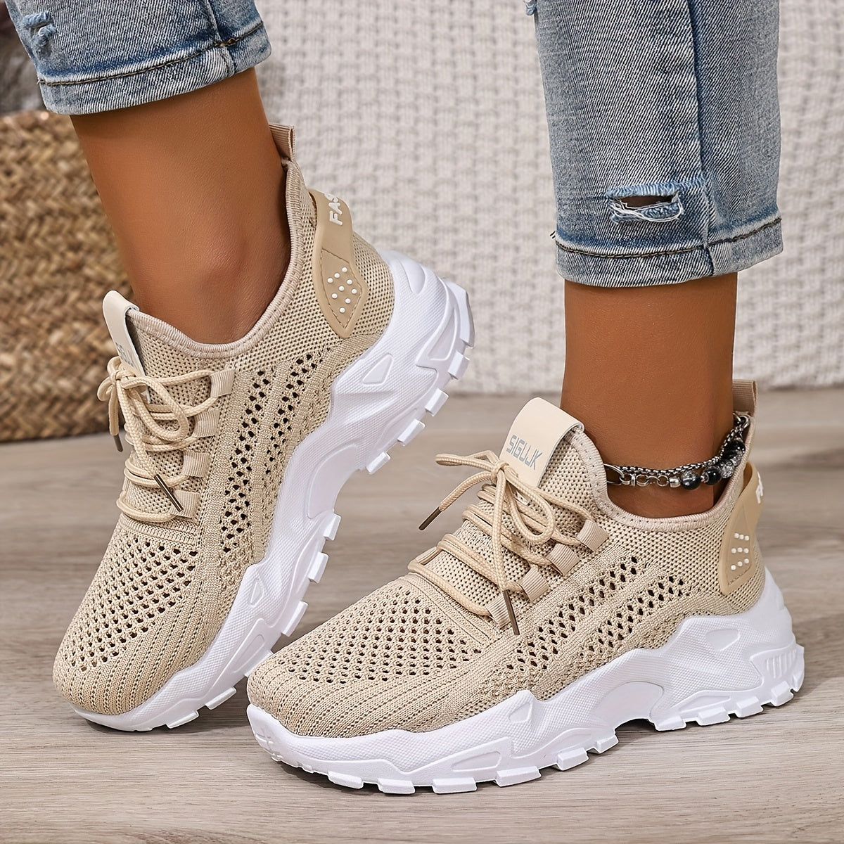 Women's White Breathable Slip-On Sneakers for Beach and Gym