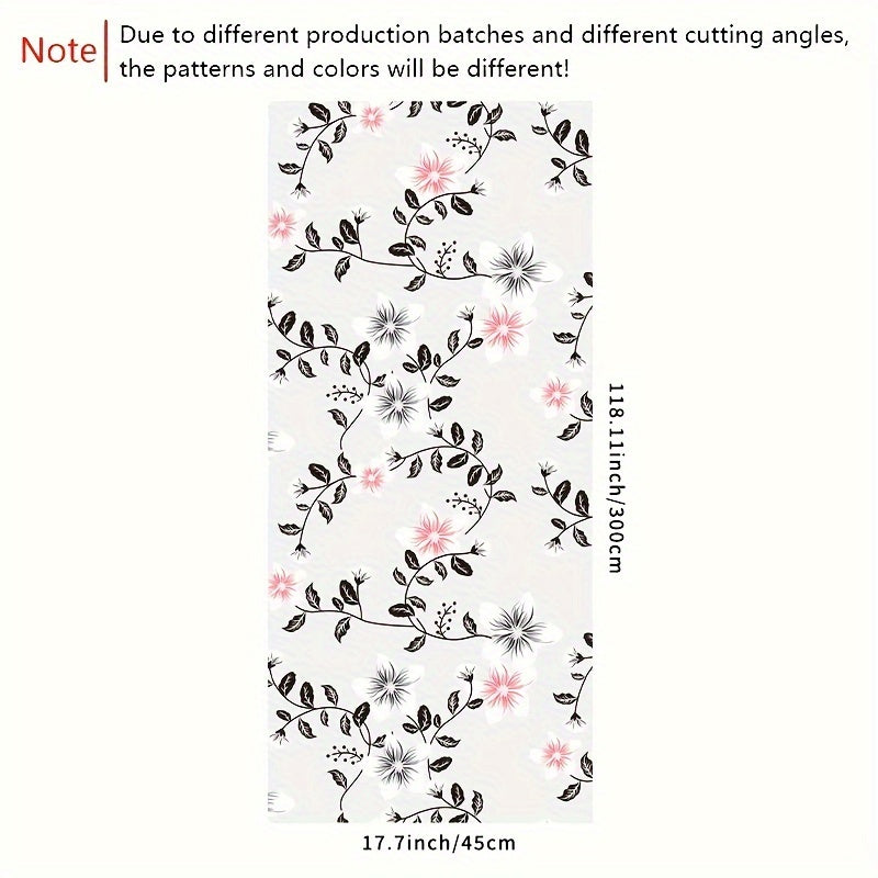 Floral Pattern Window Film Static Cling Privacy Glass Sticker for Home Decor