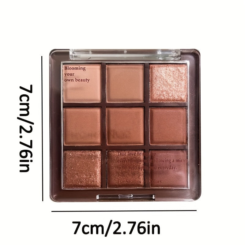 Paleta de sombras de ojos para mujer de 9 colores marrón ahumado mate con brillo de larga duración