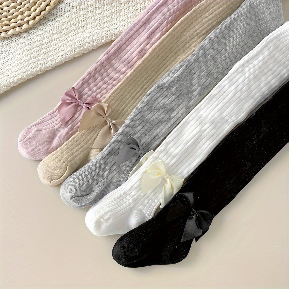 Girls' Cotton Blend Leggings 5 Pack with Bow Knot for Dance Casual Wear