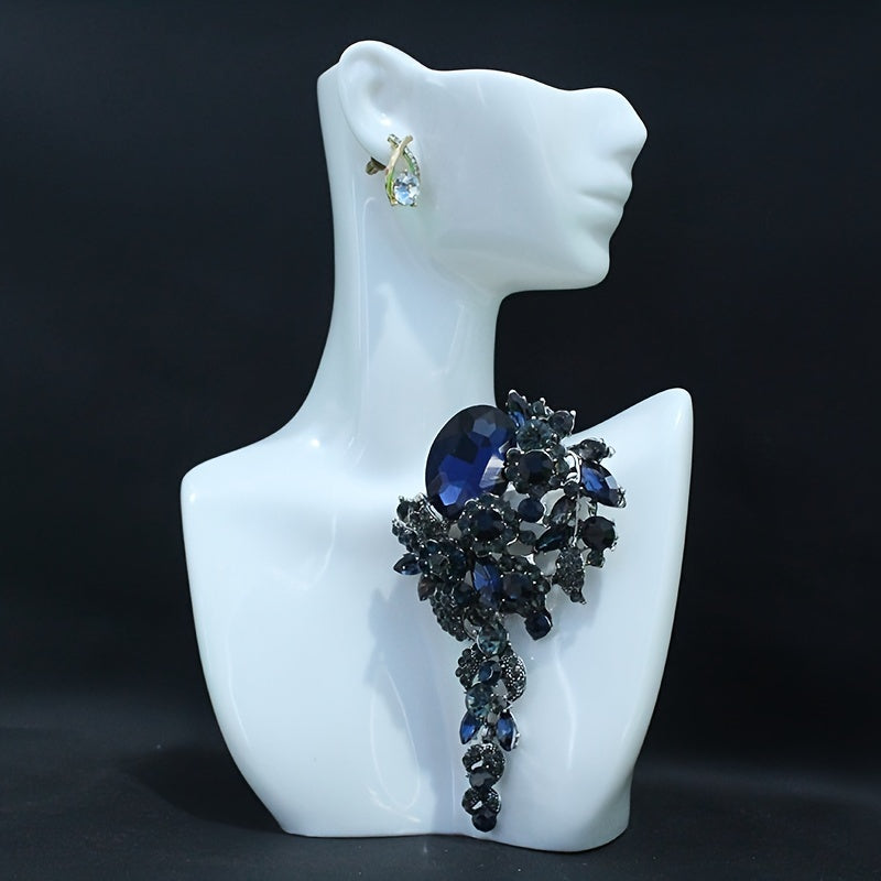 Women’s Rhinestone Flower Brooch Pin Elegant Statement Jewelry