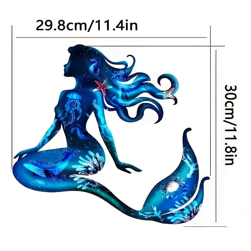 Ocean-Themed Metal Mermaid Wall Art Indoor Outdoor Nautical Decor
