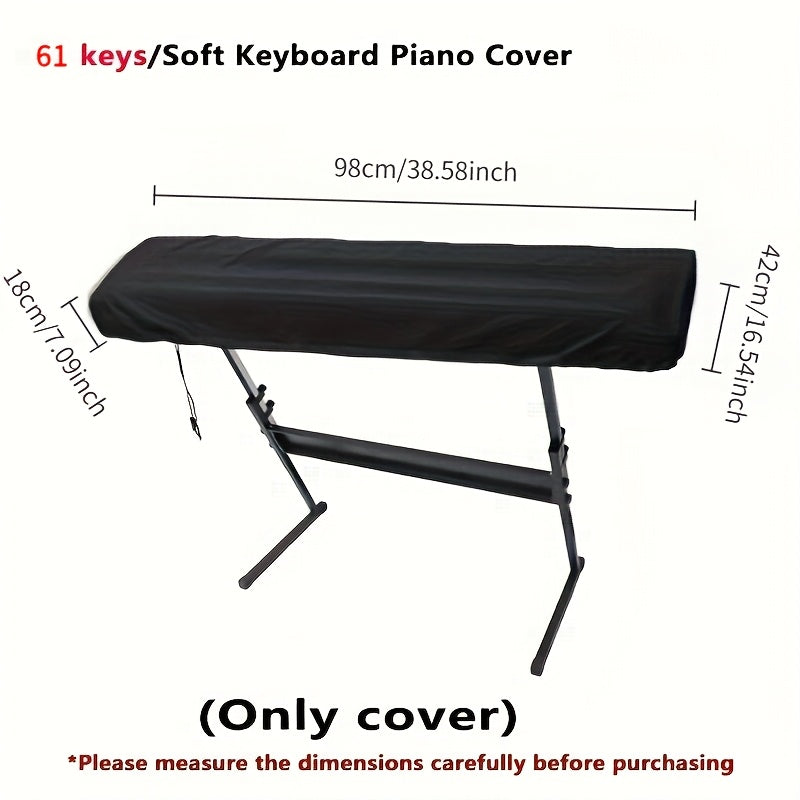 Black Stretchable Keyboard Dust Cover for 61/88 Key Digital Pianos Polyester
