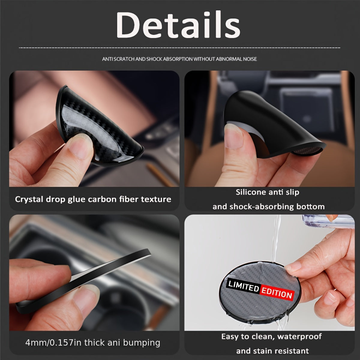 Подставка под стакан для автомобиля с противоскользящим вставкой универсального размера