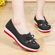 Women's Slip-On Shoes with Rubber Soles, Breathable Fabric, Non-Slip Comfort