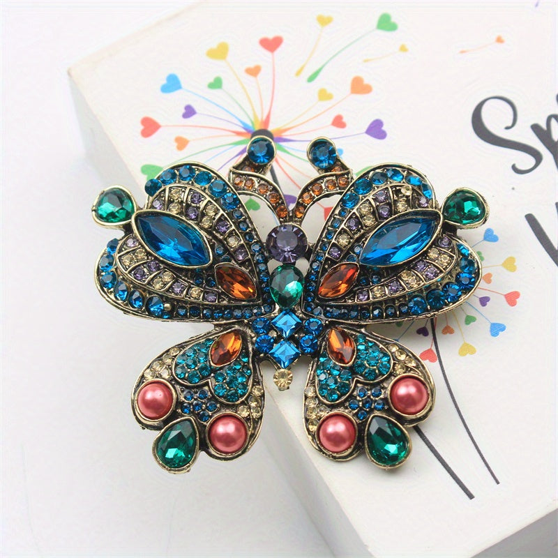 Vintage Butterfly Brooch Pin Rhinestone Enamel Animal Jewelry for Clothing and Corsage
