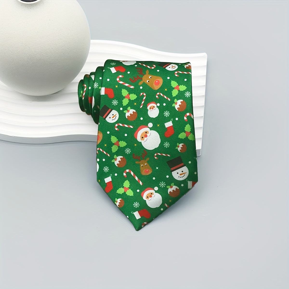 Men's Christmas Tie Woven Polyester with Santa Snowman and Tree Designs