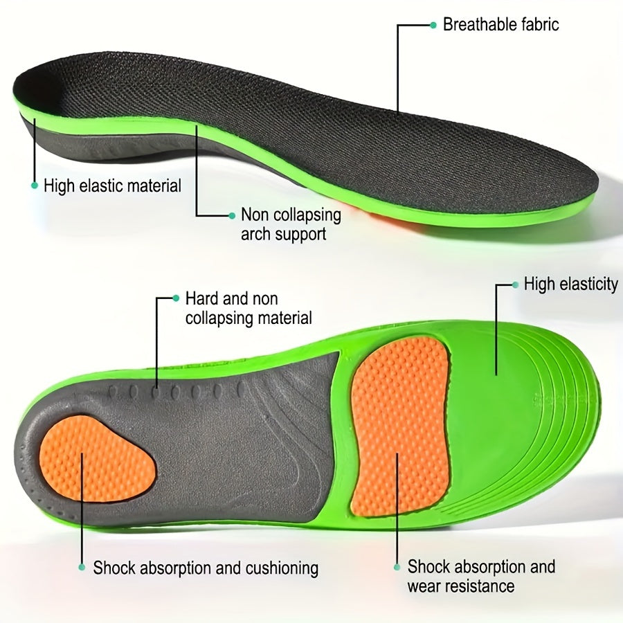 Unisex High Arch Support Sports Insoles Breathable Shock-Absorbing
