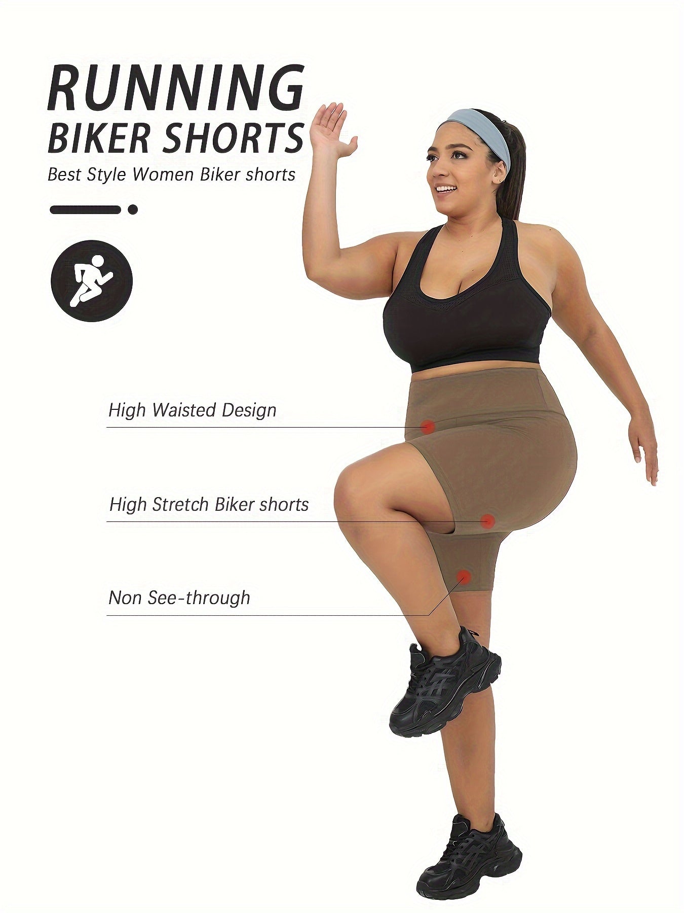 Women High-Waisted Biker Shorts Stretchy No-See-Through Summer Athletic