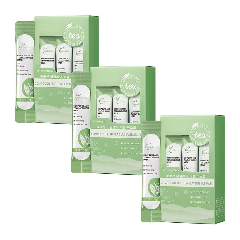 12-Piece Hydrating Tea Tree Bubble Mask Set for All Skin Types