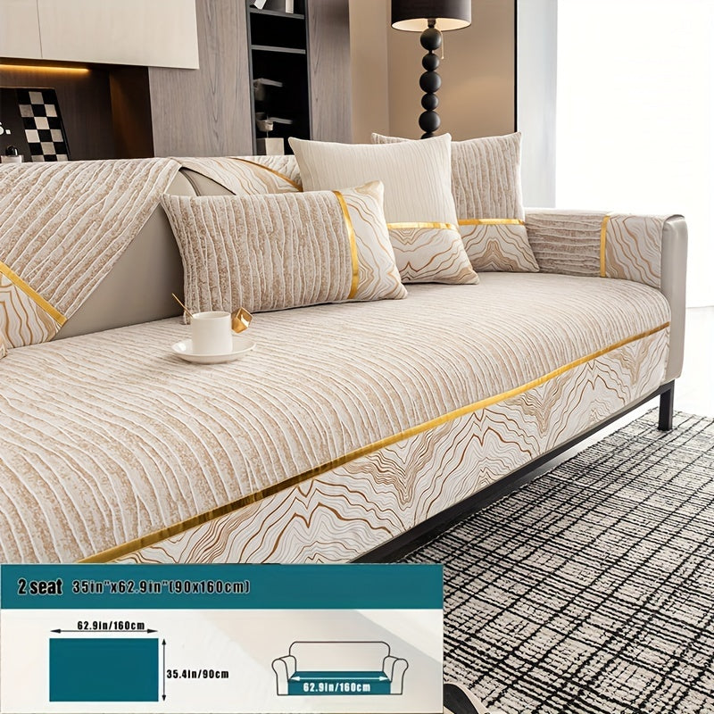 Chenille Sofa Cover for All Seasons Pet-Friendly Non-Slip Fits 1-4 Seater L-Shaped Contemporary