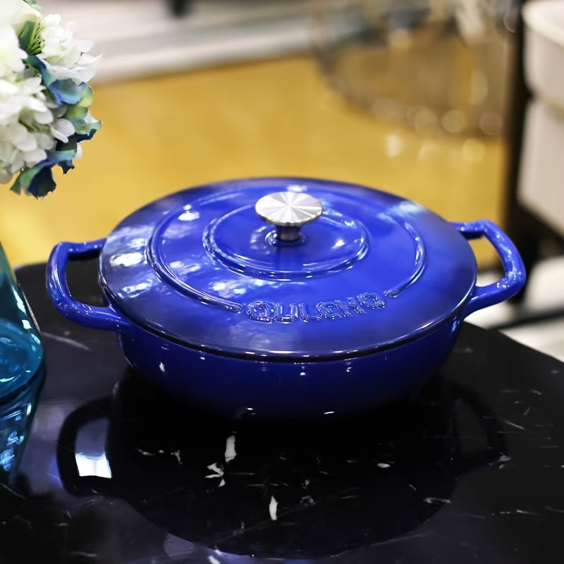 111oz Enameled Cast Iron Saucepan with Lid Non-Stick Induction Gas Cooktop