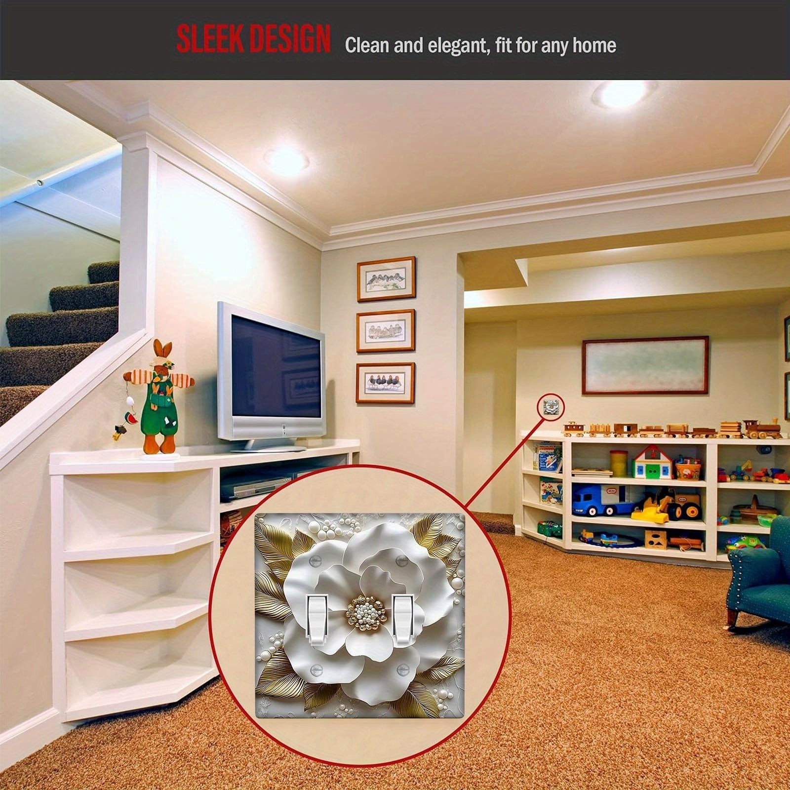 3D Flower Light Switch Cover for Teen Rooms Bedrooms Bathrooms and Game Rooms Easy Installation