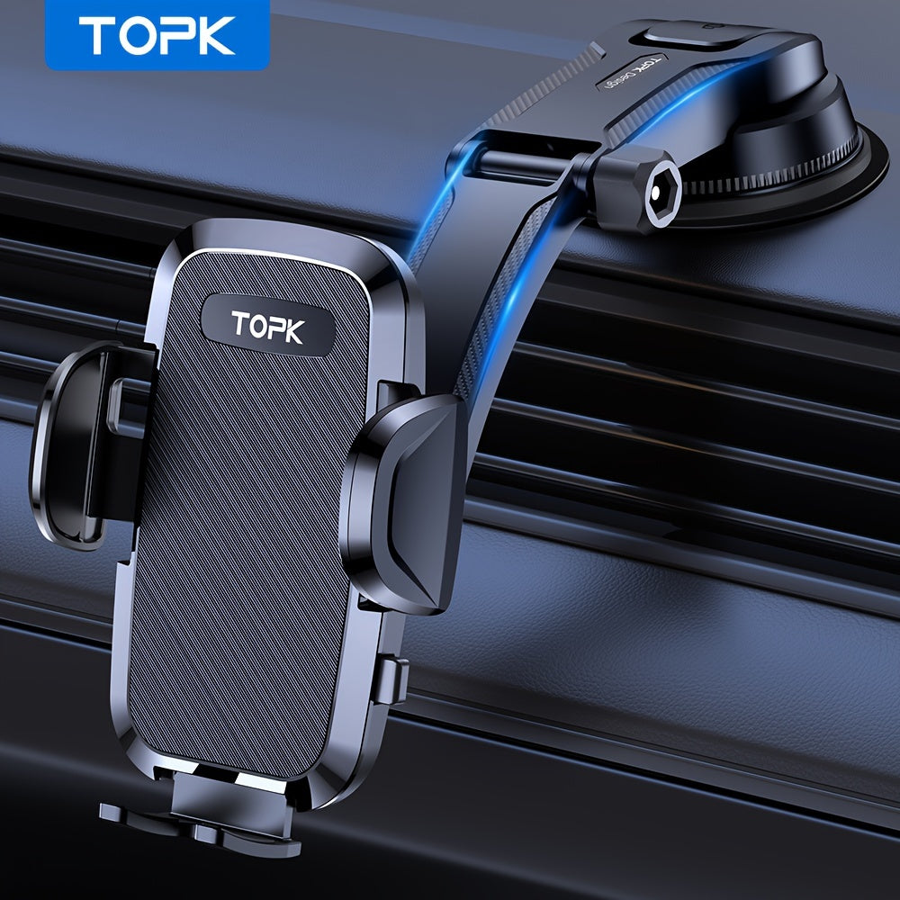 Universal Car Phone Mount 2-in-1 Handsfree Stand for Dashboard, Compatible with iPhone Android