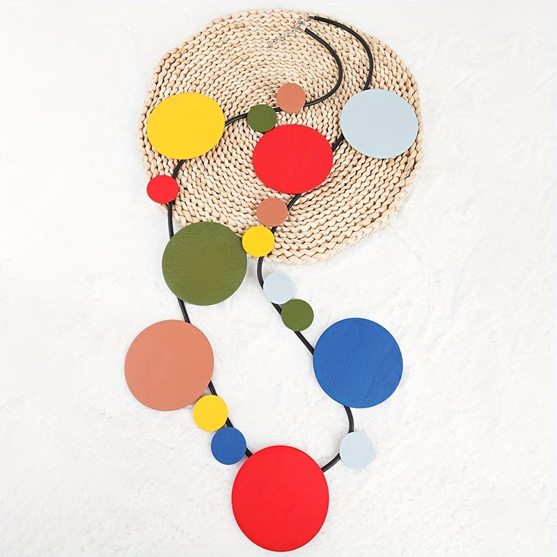 Vintage yog'och aksessuarlar kauchuk marjon - bu ayollar uchun bohem uslubidagi uzun marjon.