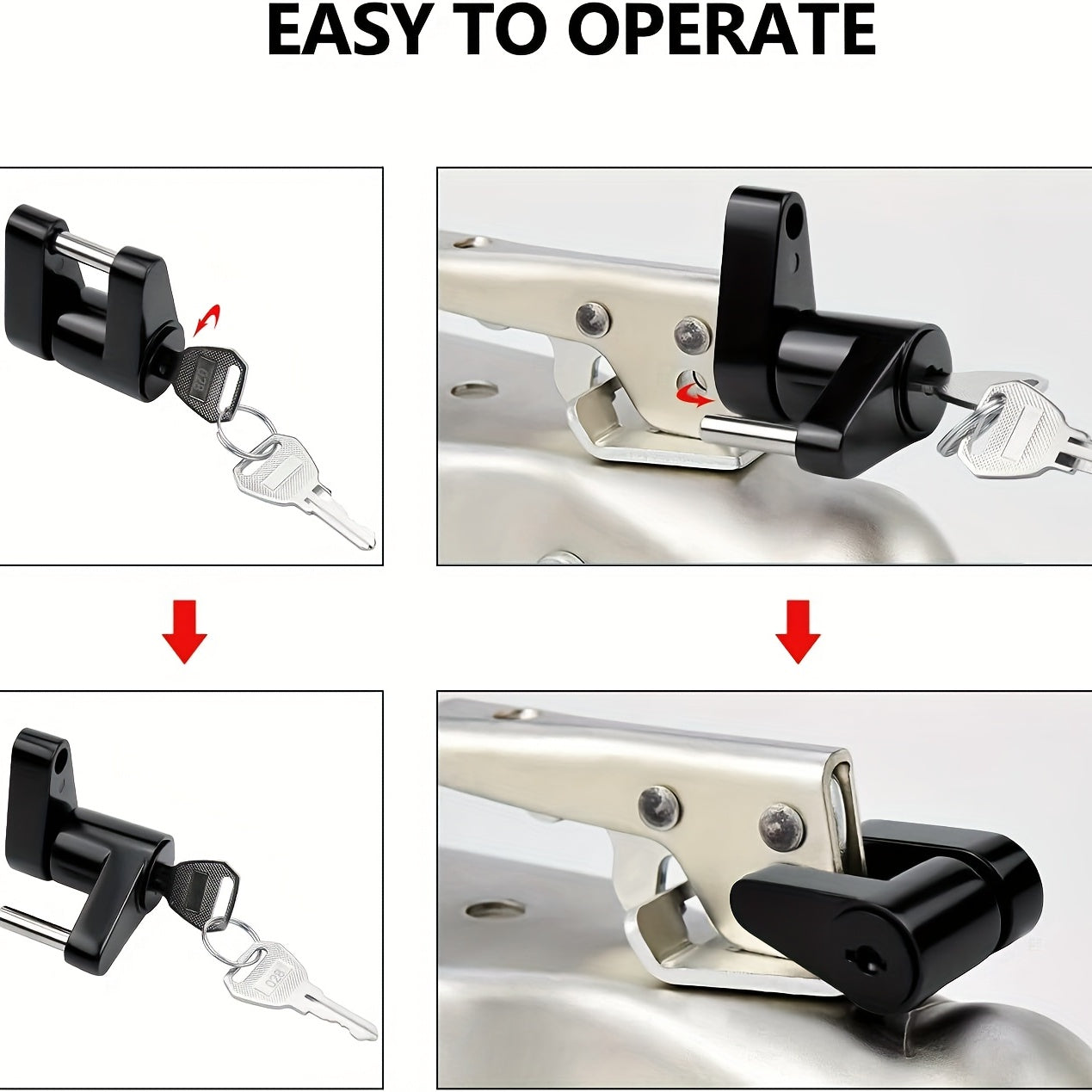 Cerradura de seguridad para enganche de remolque negro, diámetro de 2.54 pulgadas