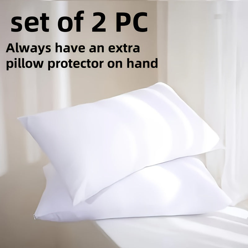 White Zippered Pillow Protectors Set Hotel Quality Breathable Soft 2 Pack
