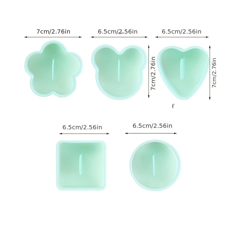 5pcs Rice Ball Mold Set Non-Electric PP Baking Tool Heart Flower Shapes for Sushi and Rice