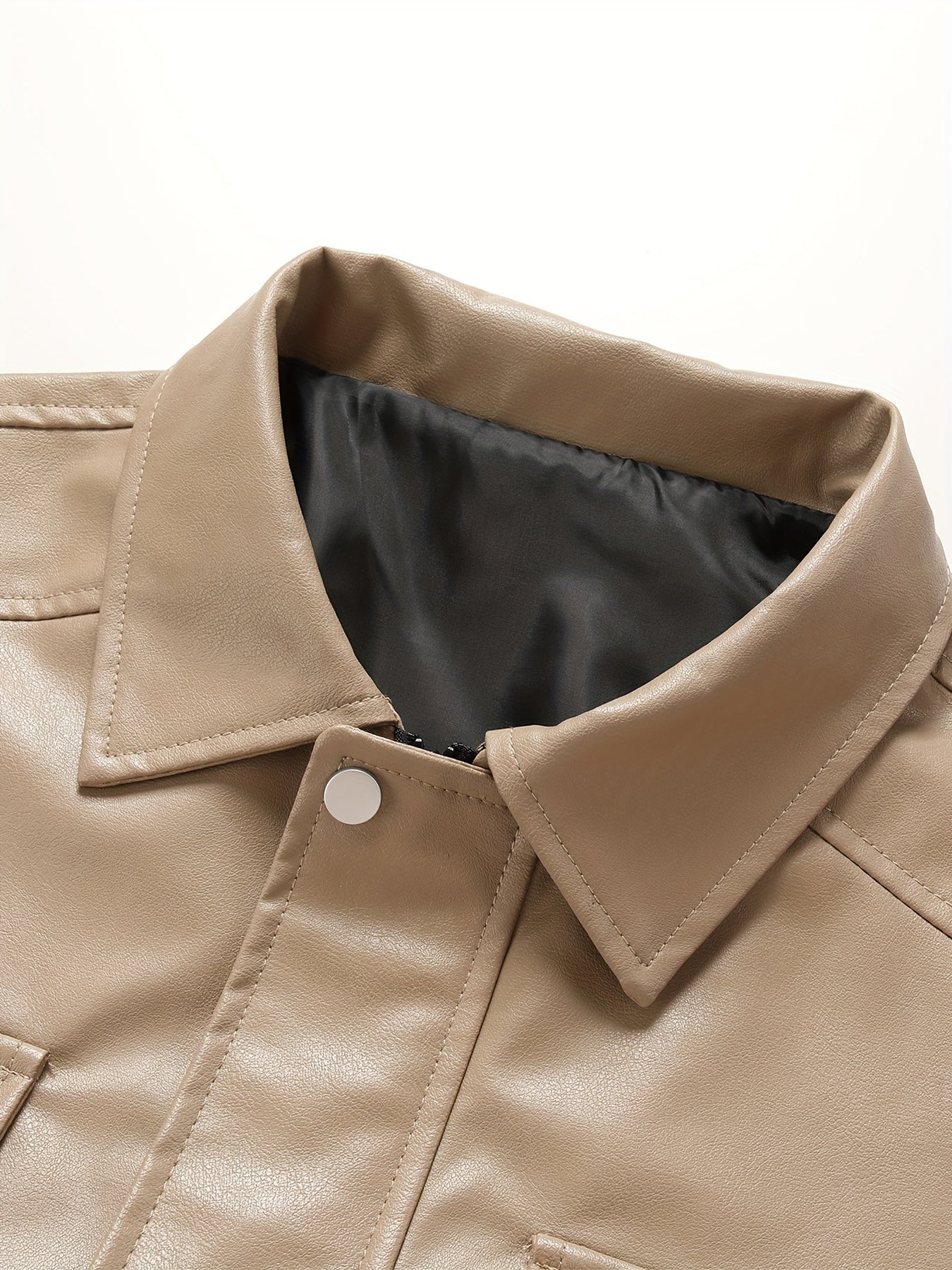 Мужская черная ретро-кожаная куртка из PU с молнией, повседневный уличный стиль с клапанами карманов