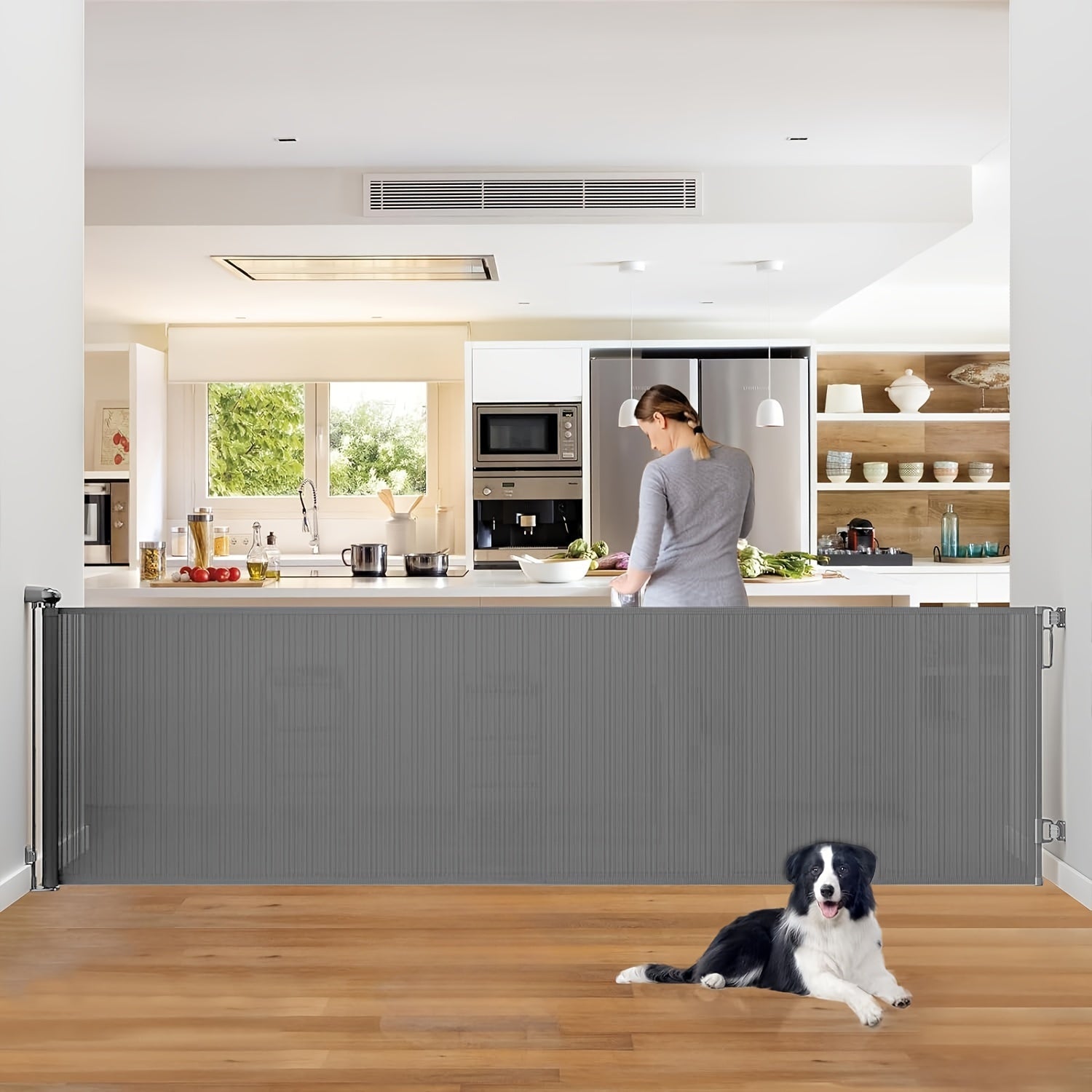 Indoor Mesh Pet Gate for Doorways Stairs Hallways PVC Plastic Safety Barrier