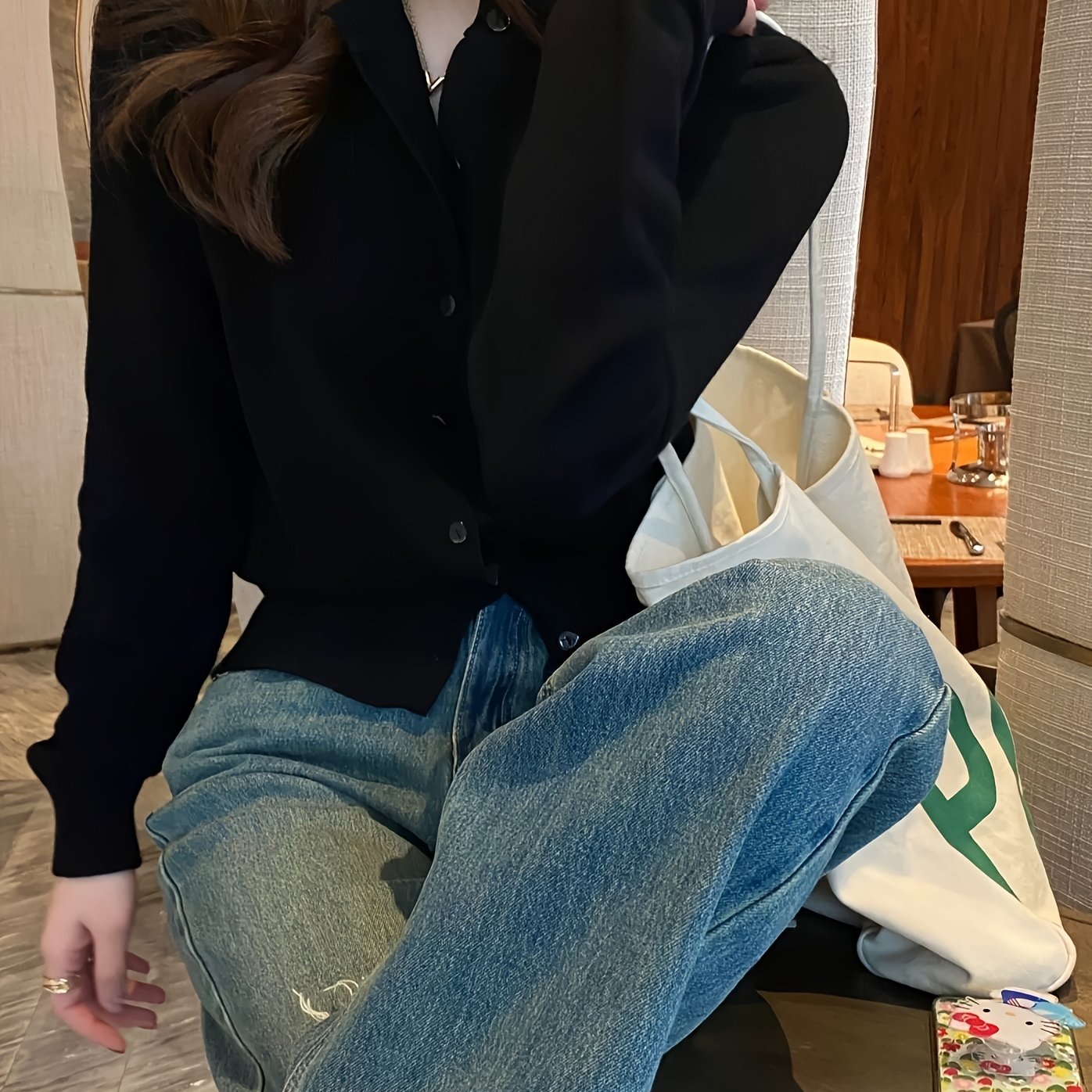 Cárdigan de punto de manga larga de color sólido para mujer para primavera y otoño