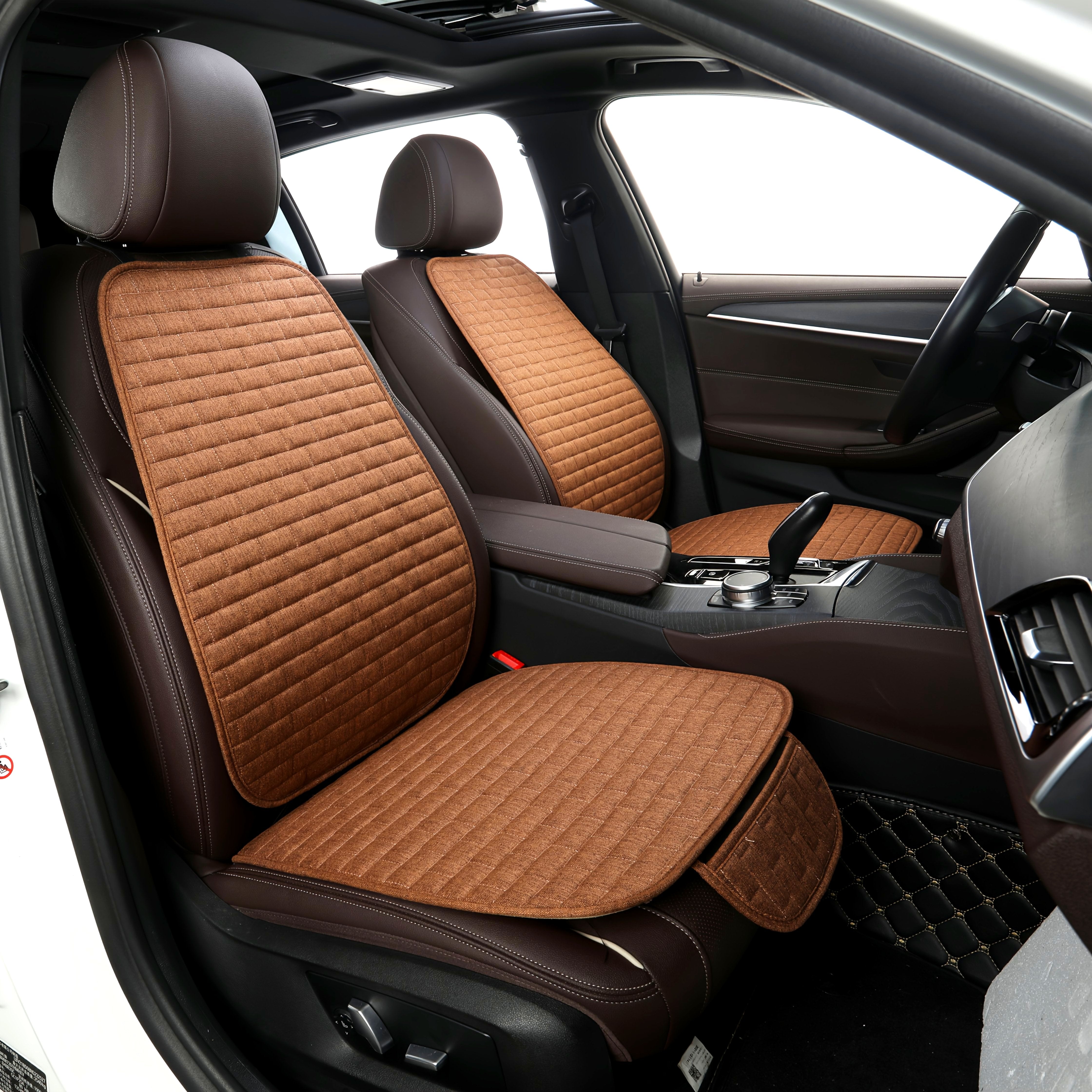 Universal Car Seat Mat Waterproof Linen Texture Stain-Resistant Easy Clean