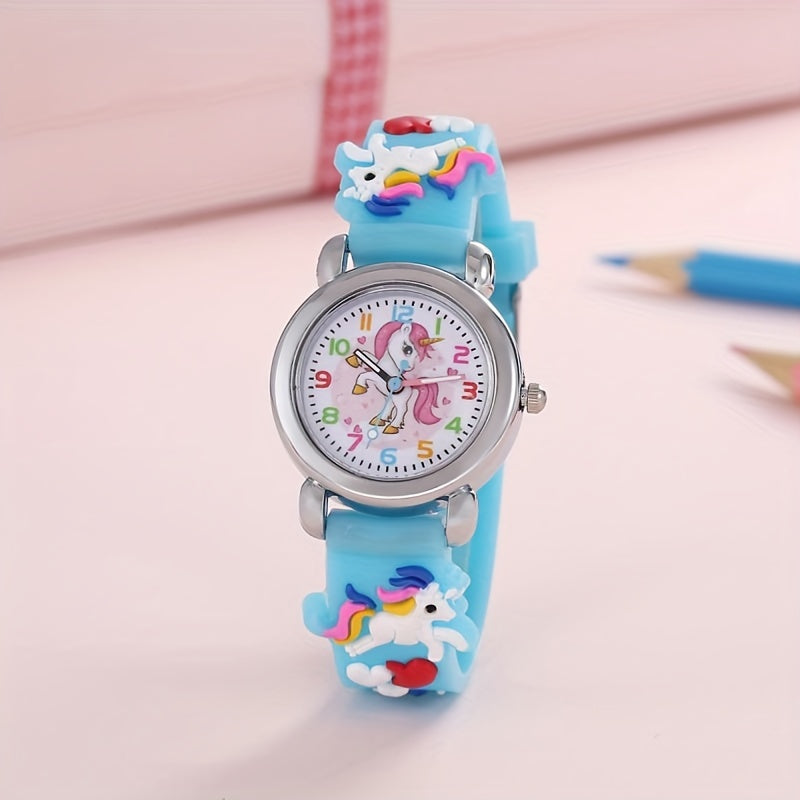 Kids' Dinosaur Quartz Watch for Children with Silicone Band and Colorful Design