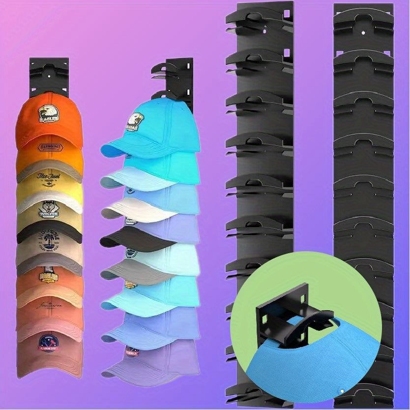 Wall-Mounted Hat Organizer for 10 Caps Plastic Dual-Installation Space-Saving Storage