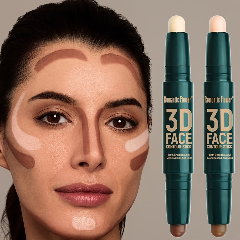 Barra de contorno doble para mujer, resaltador, corrector, a prueba de agua, maquillaje