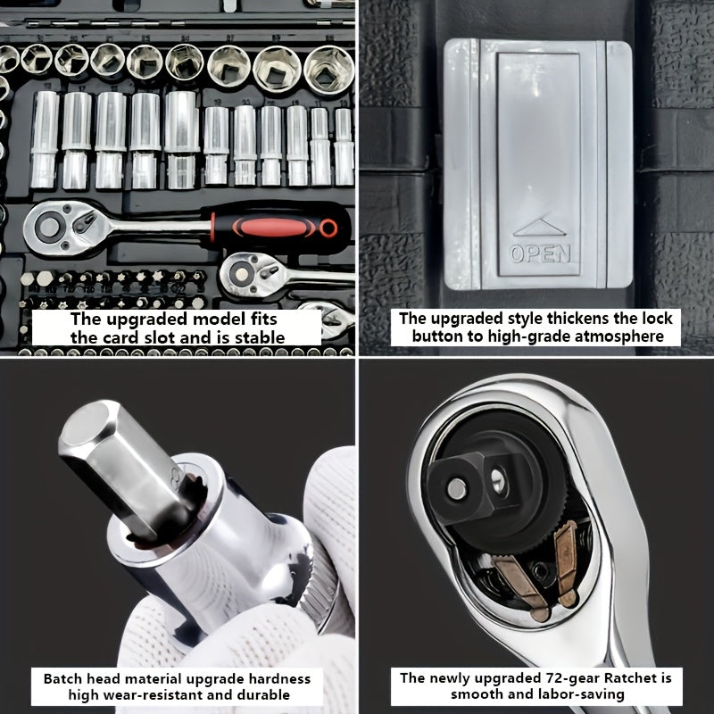 Mechanic Tool Socket Set 216/46pcs 1/2 1/4 3/8 Inch Drive SAE Metric