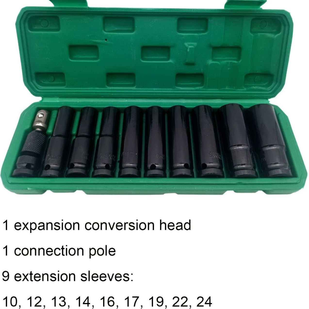 11Pcs 1/2 Inch Impact Socket Set Carbon Steel Auto Repair with Storage Case