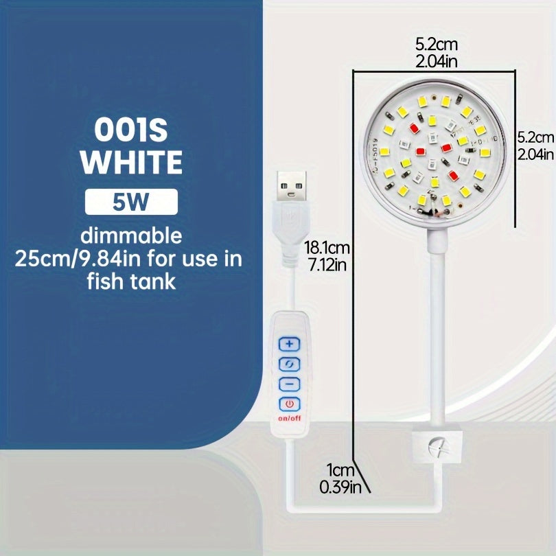 Mini Aquarium Light Clip 5W 7W USB Adjustable 360° Rotating Fish Tank Lighting